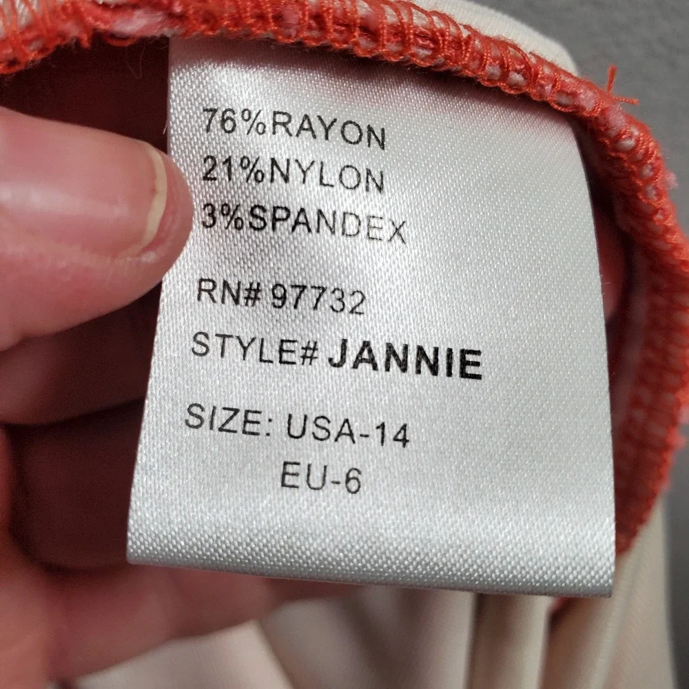 Lior Paris Pants Womens 14 Coral Jannie Pull On Straight Leg Minimal Career Luxe
